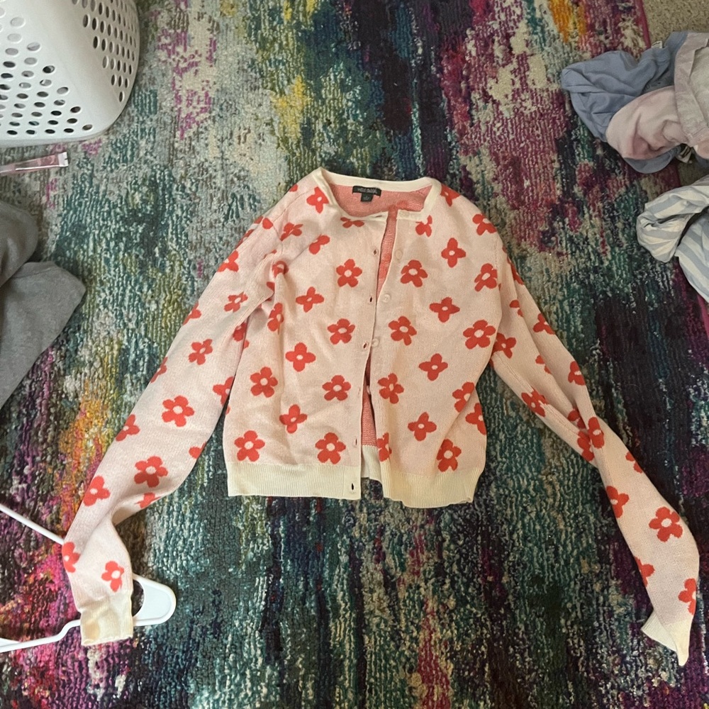 Fuzzy flower sweater cardigan from target